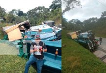 Foto: Camión hasta "la pata" de cervezas se volcó carretera a Matiguás /TN8