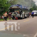 Foto: Bus con fuego en Chinandega / TN8