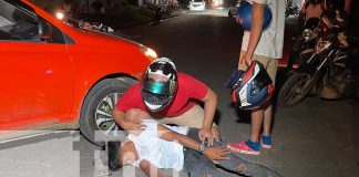 Foto: Joven lesionado al impactar en un costado de un vehículo en Juigalpa, Chontales/TN8