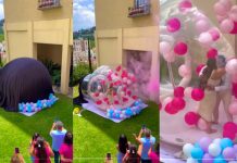 Foto: mujer compartió la fiesta de revelación que organizó junto a su esposo/Cortesía