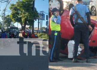 Foto: Irrespeto a luz roja deja un carro volcado /TN8