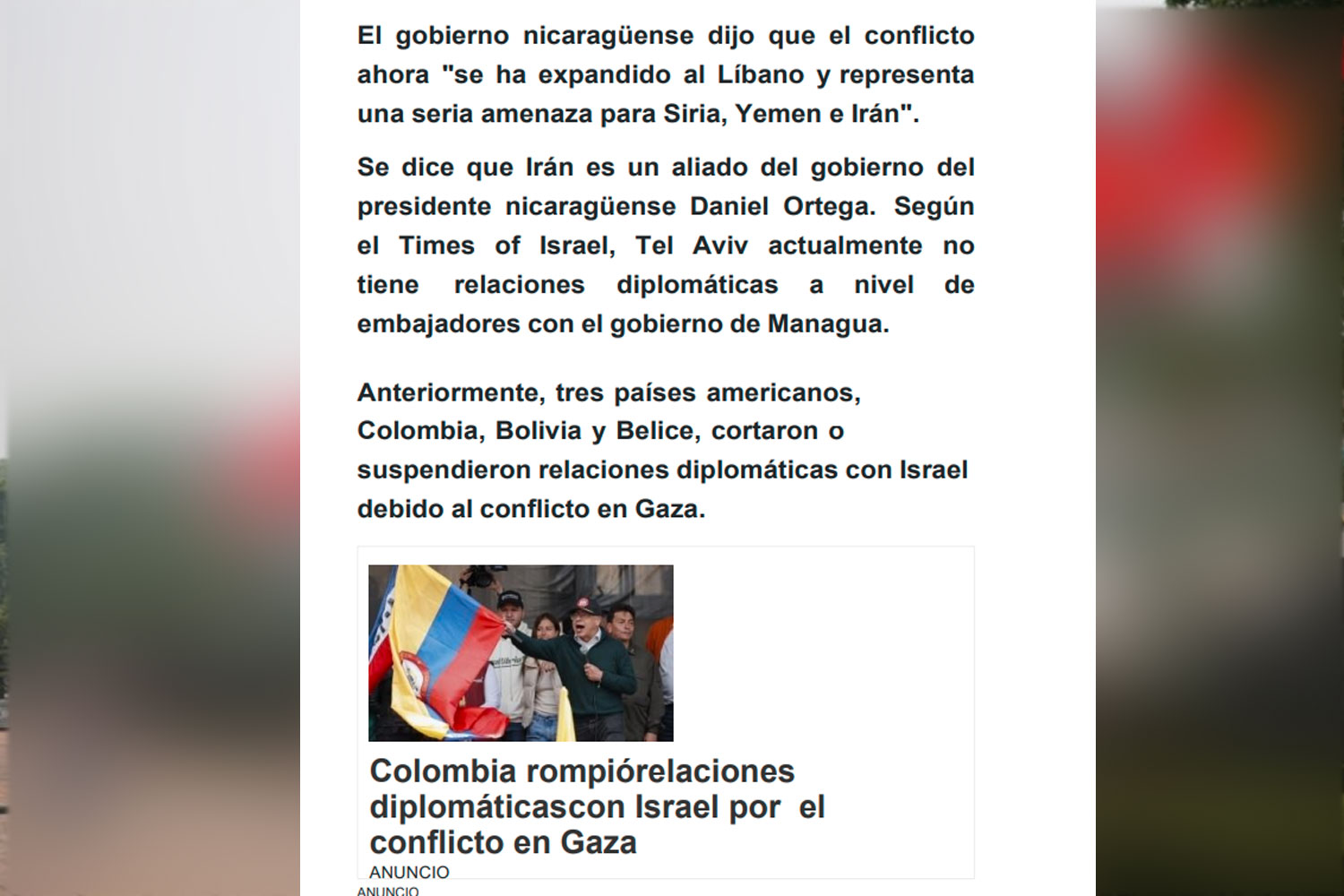 Foto: Medios vietnamitas subrayan la decisión de Nicaragua de cortar vínculos con Israel / Cortesía