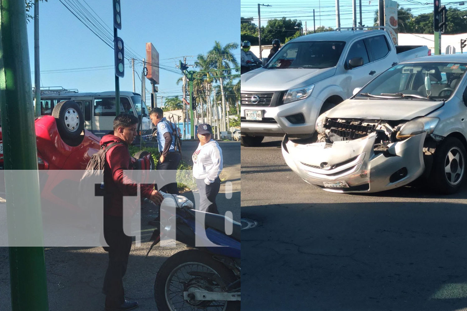 Foto: Irrespeto a luz roja deja un carro volcado /TN8