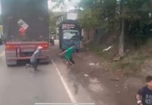 Foto: A fajazos reprenden a menores que iban colgados de una rastra en Carretera Norte/TN8