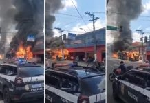 Foto: Explosión en Sao Paulo tras incendio de autobús contra poste eléctrico