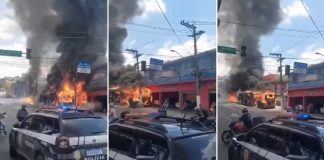 Foto: Explosión en Sao Paulo tras incendio de autobús contra poste eléctrico