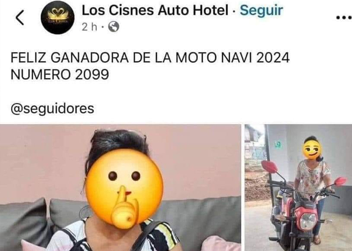 Foto: Guatemalteca gana moto en auto hotel y dice no saber cómo participó / Cortesía