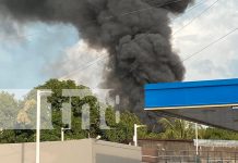 Foto: Una humilde vivienda de madera y zinc fue destruida por un incendio en Chinandega. Vecinos y autoridades trabajaron para evitar mayores daños/TN8