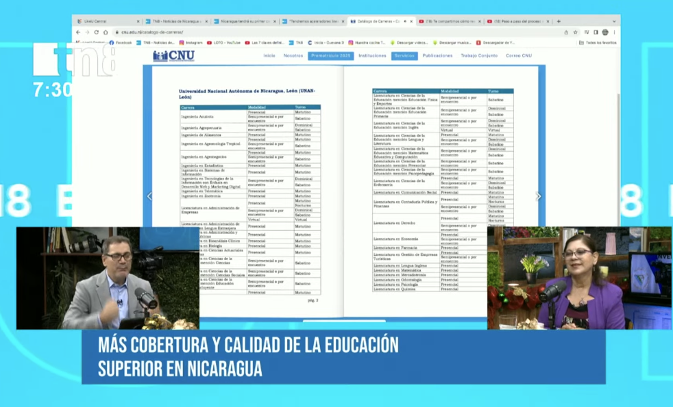 Foto: Estudio TN8 aborda la educación superior en Nicaragua / TN8