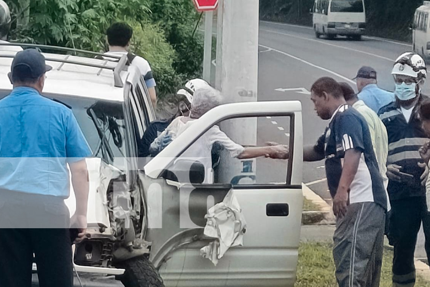 Foto: Accidente en el Cruce de La Barranca, Masaya deja a ciudadana con lesiones leves/TN8