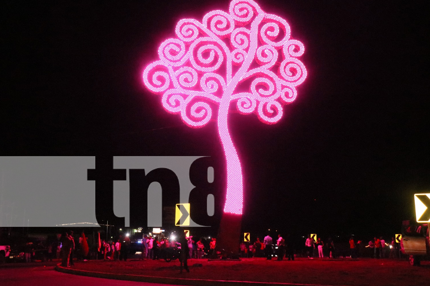 Foto: "El Árbol de la Vida llega a Siuna, iluminando la Rotonda de las Victorias como un símbolo de unidad y esperanza para el Caribe Norte./TN8