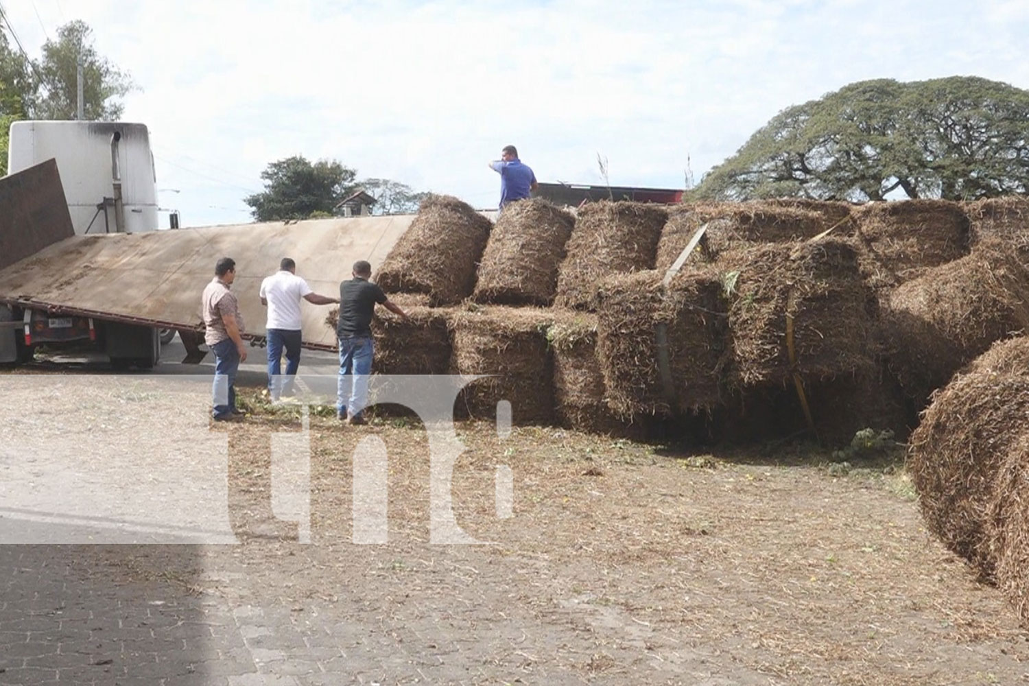 Foto: Rastra cargada de aliento para ganado se voltea en Estelí sin lesionados/ TN8