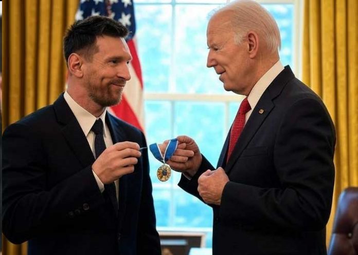 Foto: Lionel Messi es reconocido con la Medalla Presidencial de la Libertad por Joe Biden / Cortesía