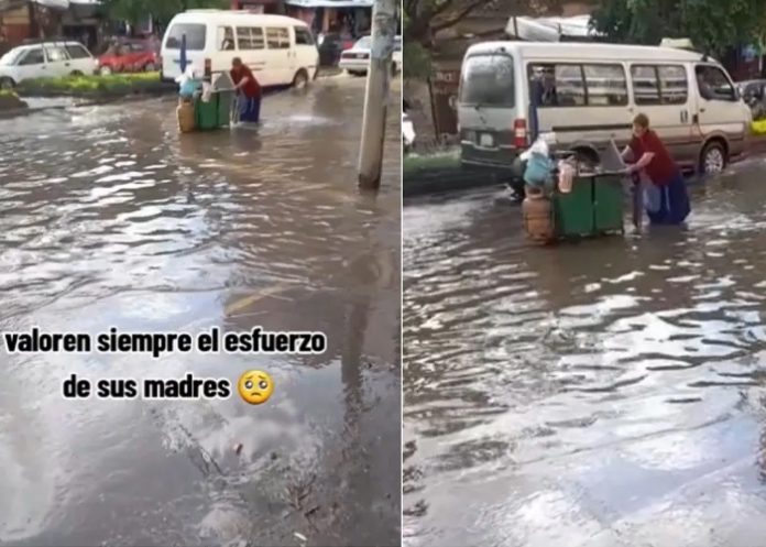 Foto: Abuelita trabaja bajo la lluvia /cortesía