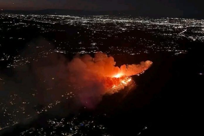 Foto:¡Emergencia en Los Ángeles! Un incendio forestal amenaza las colinas de Hollywood, obligando a evacuaciones en la zona. /Cortesía