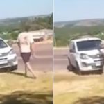 Foto: Turista argentino rompe parabrisas de un vehículo con una piedra en Brasil