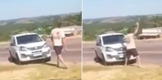 Foto: Turista argentino rompe parabrisas de un vehículo con una piedra en Brasil