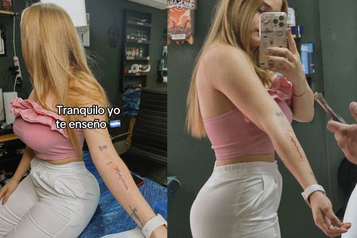 Foto: Salma Flores enciende las redes al tatuarse frase de Don Joaco /Cortesía