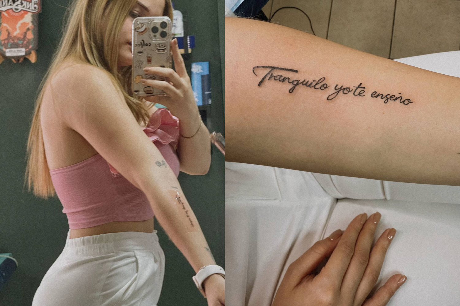 Foto: Salma Flores enciende las redes al tatuarse frase de Don Joaco /Cortesía